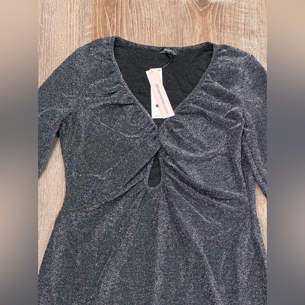 AQUA Shimmer Cutout Dress - Picture 4 of 6
